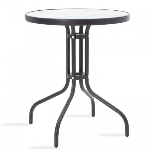Τραπέζι κήπου Watson pakoworld μέταλλο μαύρο γυαλί Φ60x70εκ c400959