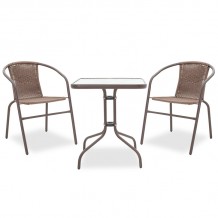 Τραπεζαρία κήπου Obbi Watson σετ 3τεμ pakoworld μέταλλο pe καφέ c401194