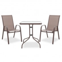 Τραπεζαρία κήπου Calan Watson σετ 3τεμ pakoworld μέταλλο textilene καφέ c401200