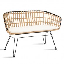 Καναπές 2θέσιος Naoki pakoworld μέταλλο μαύρο pe φυσικό 120x55x79εκ c402066 Καναπές 2θέσιος Naoki pakoworld μέταλλο μαύρο pe φυσικό 120x55x79εκ c402066