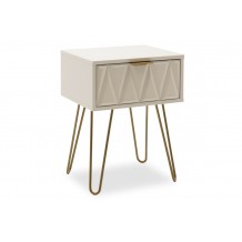 Κομοδίνο Isla pakoworld χρώμα λευκό painting χρυσό 42x35x55εκ c402340