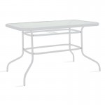 Τραπέζι κήπου Valor pakoworld μέταλλο λευκό γυαλί 120x70x70εκ c402899