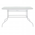 Τραπέζι κήπου Valor pakoworld μέταλλο λευκό γυαλί 120x70x70εκ c402899