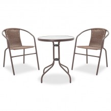 Τραπεζαρία κήπου Watson Obbi σετ 3τεμ pakoworld μέταλλο pe καφέ c402901