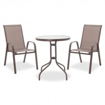 Τραπεζαρία κήπου Watson Calan σετ 3τεμ pakoworld μέταλλο textilene καφέ c402905