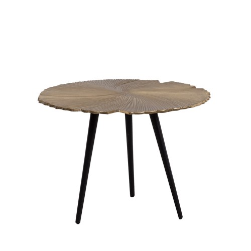 LEAF 50 SIDE TABLE ΧΡΥΣΟ ΜΑΤ ΜΑΥΡΟ D50xH36cm c403534