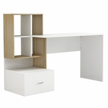 ΓΡΑΦΕΙΟ ΜΕΛΑΜΙΝΗΣ ΜΕ ΒΙΒΛΙΟΘΗΚΗ HM8993 02 ΛΕΥΚΟ SONAMA 149x48x105Y εκ c405399