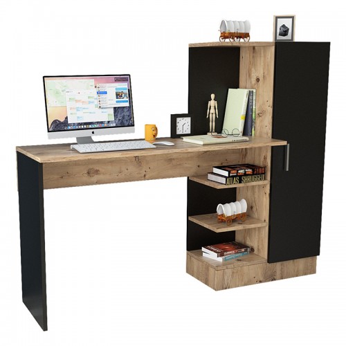 Γραφείο ραφιέρα Kary pakoworld μαύρο oak 152 5x40x120εκ c405527