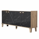 ΜΠΟΥΦΕΣ ΜΕΛΑΜΙΝΗΣ HM9045 01 NATURAL WOOD ΜΑΥΡΟ ΜΑΡΜΑΡΟ 180x41x77 8Y εκ c405630
