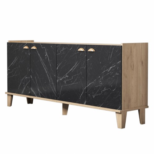 ΜΠΟΥΦΕΣ ΜΕΛΑΜΙΝΗΣ HM9045 01 NATURAL WOOD ΜΑΥΡΟ ΜΑΡΜΑΡΟ 180x41x77 8Y εκ c405630