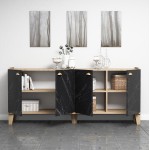 ΜΠΟΥΦΕΣ ΜΕΛΑΜΙΝΗΣ HM9045 01 NATURAL WOOD ΜΑΥΡΟ ΜΑΡΜΑΡΟ 180x41x77 8Y εκ c405630