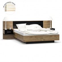 Κρεβάτι διπλό Romilly pakoworld μαύρο gloss καρυδί 160x200εκ c406779