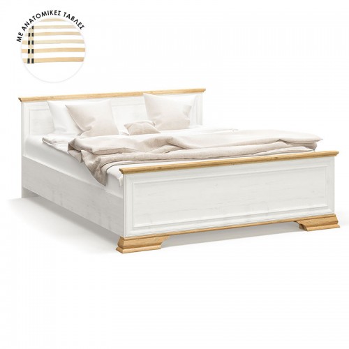 Κρεβάτι διπλό Jaden pakoworld golden oak λευκό antique 160x200εκ c406801