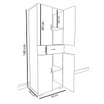 Ντουλάπα στήλη Milou pakoworld λευκό 59x34 5x140εκ c407118