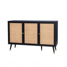 VIENNA ΜΠΟΥΦΕΣ ΜΑΥΡΟ ΜΕ RATTAN 120x39xH75 5cm c407533 VIENNA ΜΠΟΥΦΕΣ ΜΑΥΡΟ ΜΕ RATTAN 120x39xH75 5cm c407533