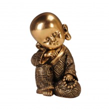 LITTLE MONK 1 ΒΟΥΔΑΣ POLYRESIN ΧΡΥΣΟ ΜΑΥΡΟ 8 3x8 3xΥ13 8cm c408246