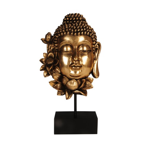 LOTUS BUDDHA ΒΟΥΔΑΣ POLYRESIN ΧΡΥΣΟ ΜΑΥΡΟ 18 6x9xΥ35cm c408248