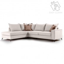 Γωνιακός καναπές δεξιά γωνία Romantic pakoworld ύφασμα cream mocha 290x235x95εκ c408318