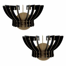 ΣΕΤ ΑΠΛΙΚΕΣ ΤΟΙΧΟΥ 2ΤΜΧ ΞΥΛΙΝΕΣ ΑΠΟ MDF ΜΑΥΡΟ HM7382 03 32x22x19Υ εκ c409392