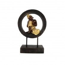 BUDDHA CIRCLE TOTEM POLYRESIN ΜΑΥΡΟ ΧΡΥΣΟ 24x10 5xΥ34 5cm c409441