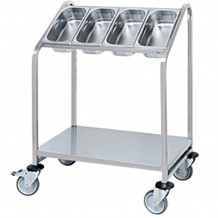 Ανοξείδωτο καρότσι για μαχαιροπηρούνα 4 θέσεων 1 ράφι τα GN1 3 δεν περιλαμβάνονtαι c411640
