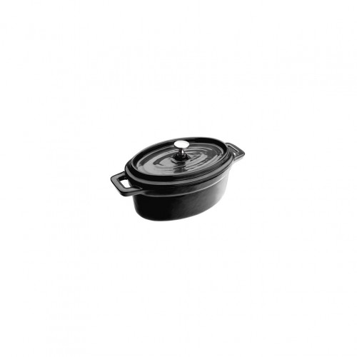 Πυράντοχη κατσαρόλα Cast Iron μαντέμι οβάλ φ10 15xΥ6cm 0 5Lt μαύρη με καπάκι IBILI c412583