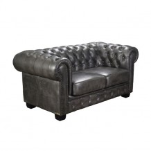 CHESTERFIELD 2θέσιος καναπές 160x92x72cm με δέρμα Antique Gray c41262 CHESTERFIELD 2θέσιος καναπές 160x92x72cm με δέρμα Antique Gray c41262