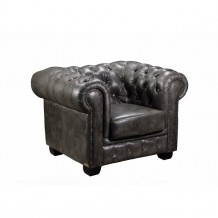 CHESTERFIELD πολυθρόνα με δέρμα Antique Gray c41263