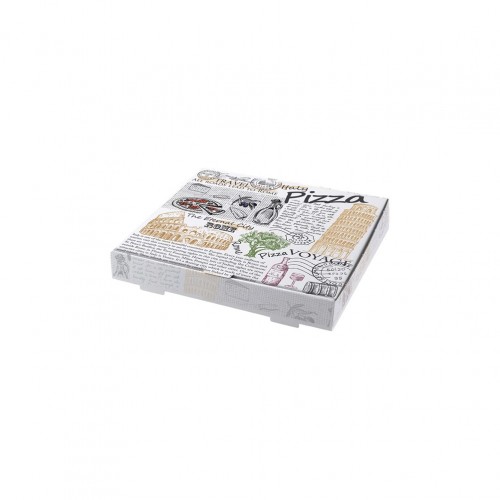 Κουτί Πίτσας Μικροβέλε σχέδιο Rome Λευκό 28x28x4 2cm Σετ 100 c413159