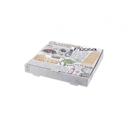 Κουτί Πίτσας Μικροβέλε σχέδιο Rome Λευκό 33x33x4 2cm Σετ 100 c413161