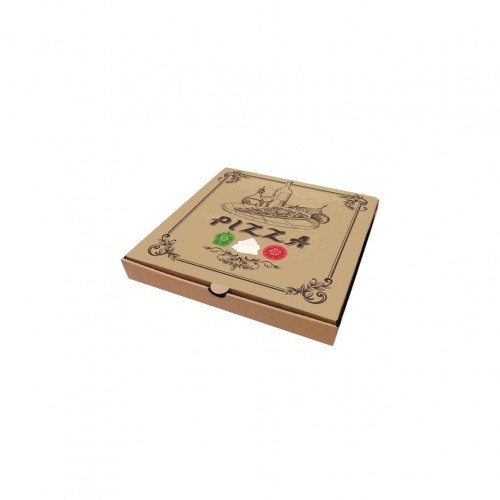 Κουτί Πίτσας Μικροβέλε σχέδιο Pizza Καφέ 26x26x4 2cm Σετ 100 c413165
