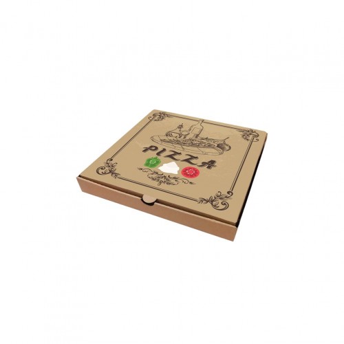Κουτί Πίτσας Μικροβέλε σχέδιο Pizza Καφέ 28x28x4 2cm Σετ 100 c413166