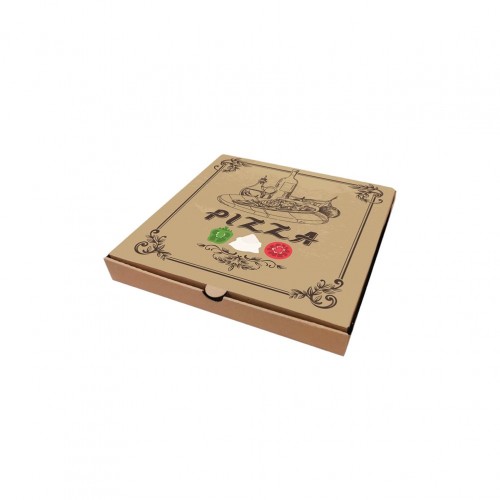 Κουτί Πίτσας Μικροβέλε σχέδιο Pizza Καφέ 30x30x4 2cm Σετ 100 c413167