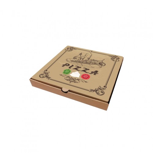 Κουτί Πίτσας Μικροβέλε σχέδιο Pizza Καφέ 33x33x4 2cm Σετ 100 c413168