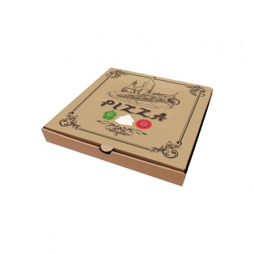 Κουτί Πίτσας Μικροβέλε σχέδιο Pizza Καφέ 36x36x4 2cm Σετ 100 c413177