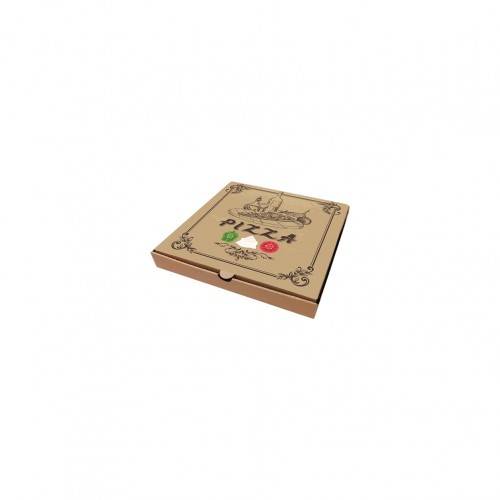 Κουτί Πίτσας Μικροβέλε σχέδιο Pizza Καφέ 20x20x4 2cm Σετ 100 c413178