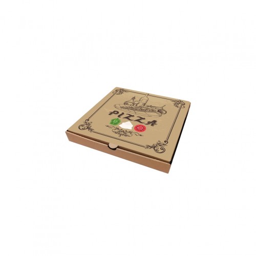 Κουτί Πίτσας Μικροβέλε σχέδιο Pizza Καφέ 24x24x4 2cm Σετ 100 c413179