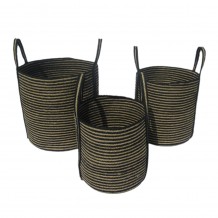YIRMI ΚΑΛΑΘΙ ΜΕ ΛΑΒΕΣ SET 3ΤΜΧ ΓΙΟΥΤΑ ΦΥΣΙΚΟ ΜΑΥΡΟ D40 35 30xH40 35 30cm c414379