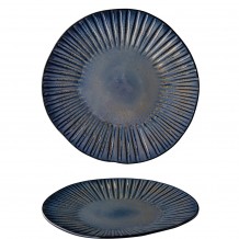 Πιάτο ρηχό φ28 5cm με reactive γυάλωμα Σειρά StoneBlue Q AUTHENTIC Σετ 6 c414907