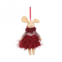 XMAS SPECTRUM MOUSE ΚΡΕΜΑΣΤΟ ΠΟΝΤΙΚΙ ΥΦΑΣΜΑ ΚΟΚΚΙΝΟ ΜΠΕΖ 9xH15cm c415826