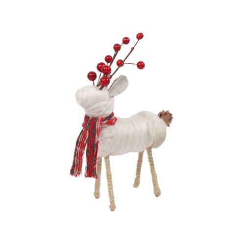 XMAS POWDER DEER 1 ΕΛΑΦΙ POLYFOAM ΠΛΑΣΤΙΚΟ ΛΕΥΚΟ ΚΟΚΚΙΝΟ 13x4xH22cm c415842