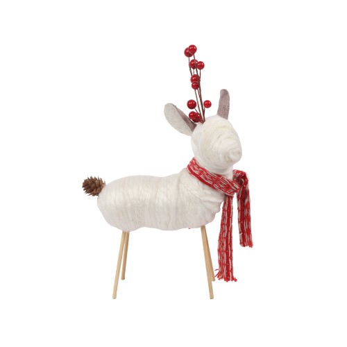 XMAS POWDER DEER 2 ΕΛΑΦΙ POLYFOAM ΠΛΑΣΤΙΚΟ ΛΕΥΚΟ ΚΟΚΚΙΝΟ 19x6xH30cm c415843