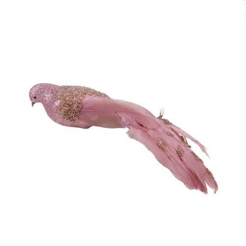 XMAS PIXIE BIRD ΠΟΥΛΙ POLYFOAM ΥΦΑΣΜΑ ΡΟΖ 32cm c415861