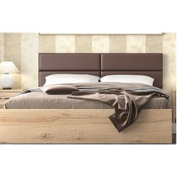 Κρεβάτι Ν6 μελί με καφέ τεχνόδερμα 150x200 c416281