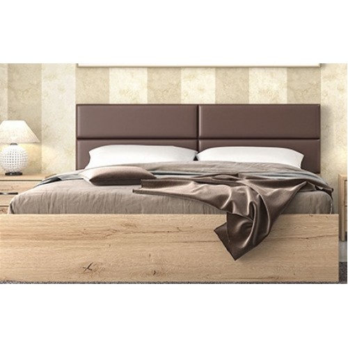 Κρεβάτι Ν6 μελί με καφέ τεχνόδερμα 150x200 c416281