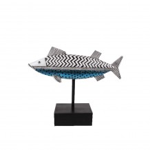 SERRANUS DECO ΨΑΡΙ POLYRESIN ΛΕΥΚΟ ΜΑΥΡΟ ΓΑΛΑΖΙΟ 25 5x7 8xH21cm c417043