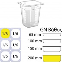 Δοχείο Τροφίμων PC χωρίς καπάκι GN1 6 162 x 176mm ύψος 200mm c417781