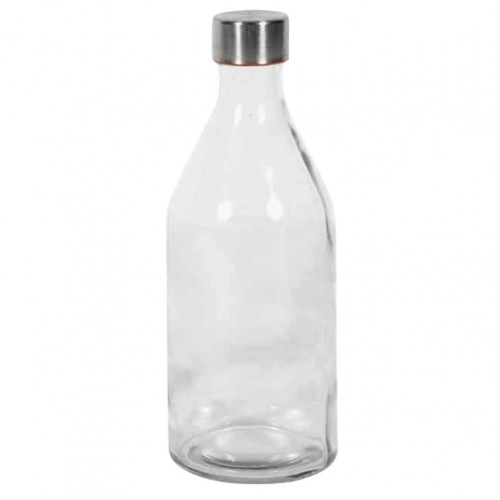 Μπουκάλι στρογγυλό λείο 1lt με καπάκι μεταλλικό βιδωτό Σετ 12 c418344