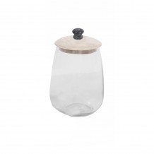 ACTIA ΔΟΧΕΙΟ ΑΠΟΘΗΚΕΥΣΗΣ ΜΕ ΚΑΠΑΚΙ ΓΥΑΛΙ ΞΥΛΟ WHITE WASHED D14xH20cm c418808