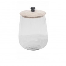 ACTIA ΔΟΧΕΙΟ ΑΠΟΘΗΚΕΥΣΗΣ ΜΕ ΚΑΠΑΚΙ ΓΥΑΛΙ ΞΥΛΟ WHITE WASHED D18xH26cm c418809